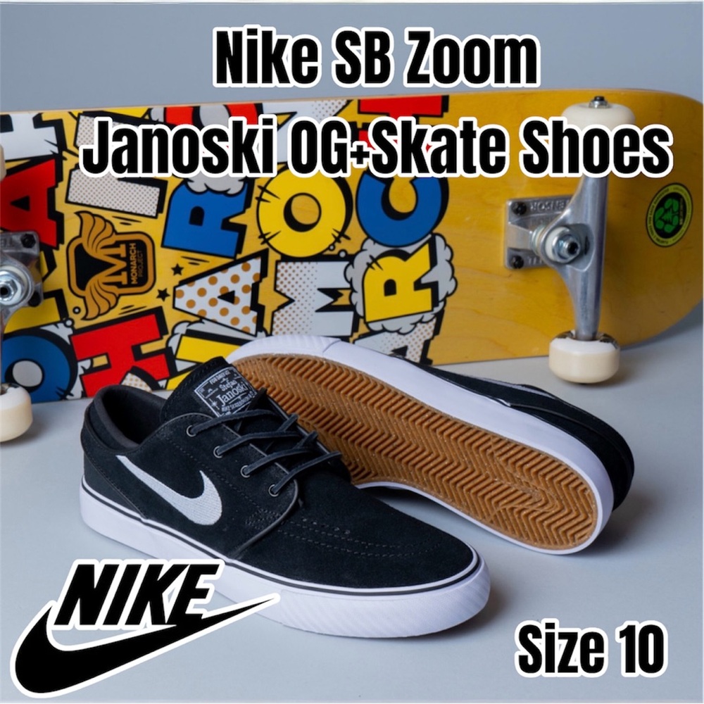 Nike SB Zoom Janoski OG Skate Shoes - Black and White, Size 10 New